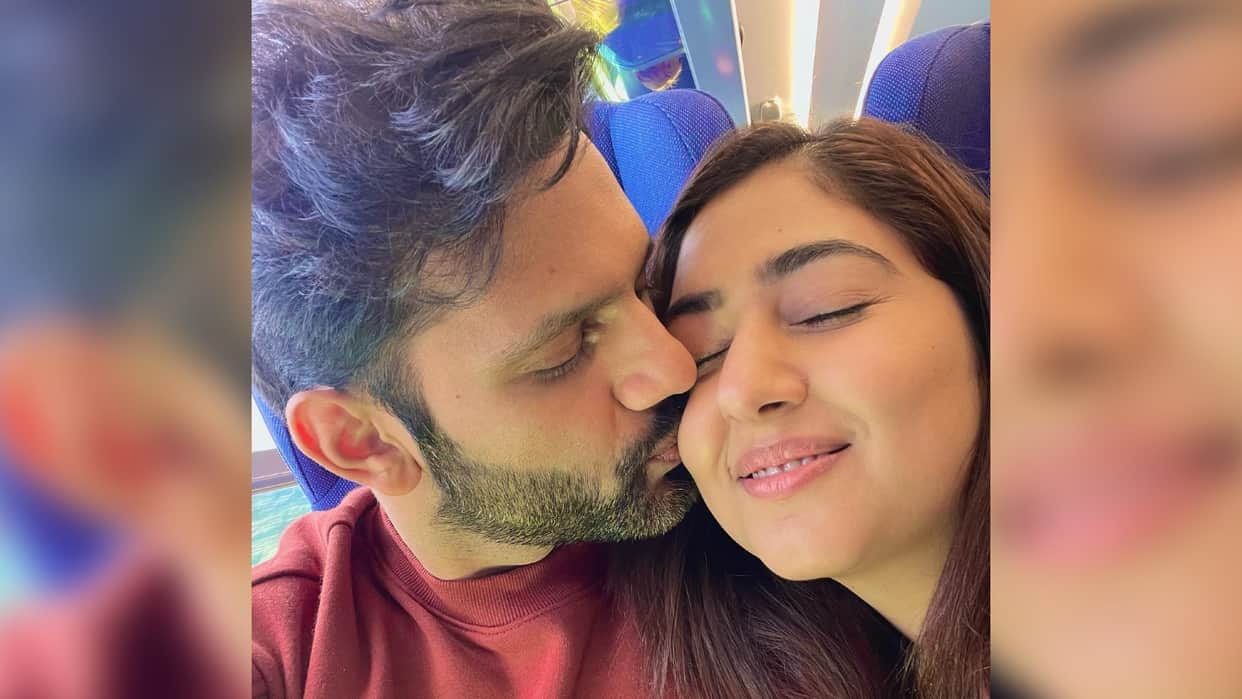 Rahul Vaidya Disha Parmar First Marriage Anniversary Romantic photos in Plane goes viral on Social media