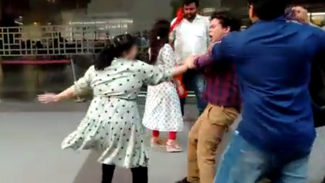 Incharge beats passengers on Alambagh bus stand in Lucknow.