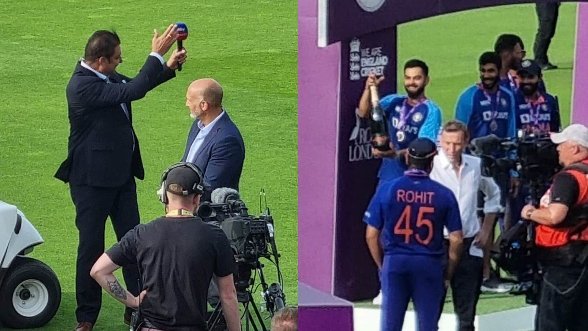 IND vs ENG Photos: पंत के बाद कोहली ने भी शास्त्री को ऑफर की शैंपेन, सिराज ने दो बार बटलर के सिर में मारी गेंद