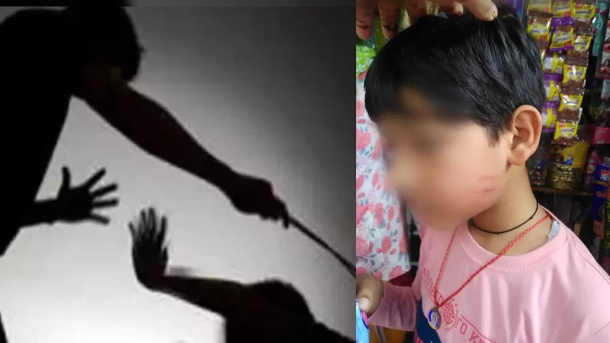 In Indore, a first class child carrying a friend's pencil was beaten with a stick, licked on the cheek