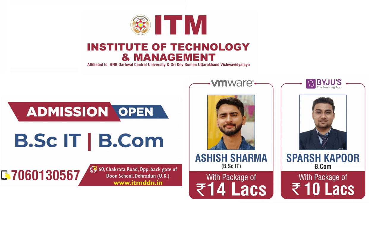 Institute of Technology and Management ITM Dehradun job placement in 2021 2022 session more than 400 students got job