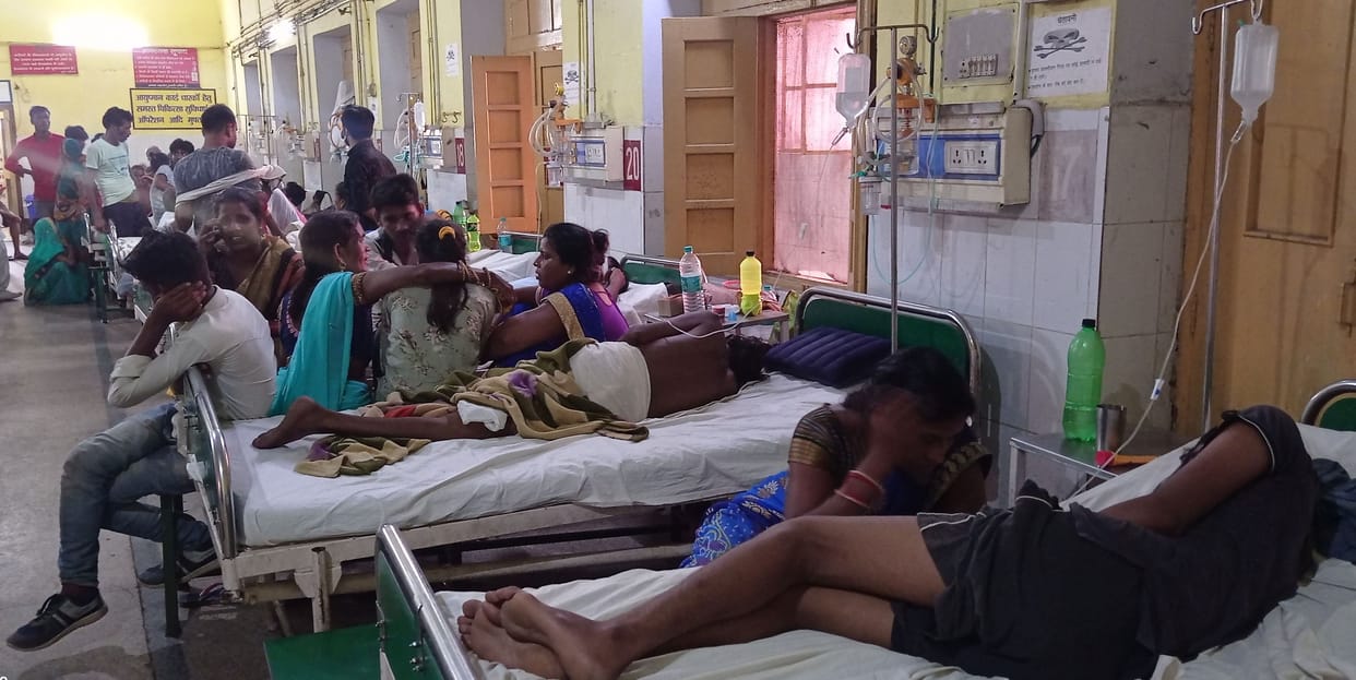 Beds full in district hospital, returned patients
