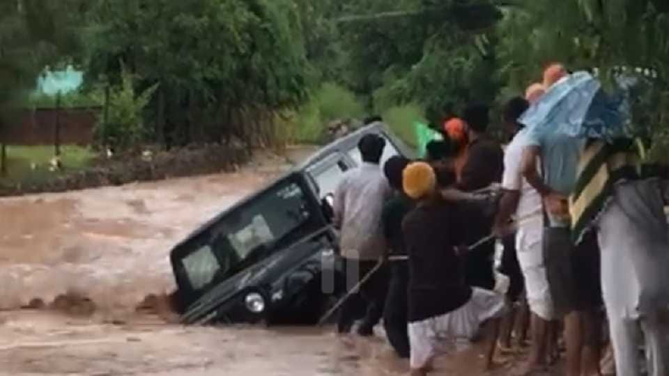 Thar car stuck in Patiala ki Rao Near Chandigarh
