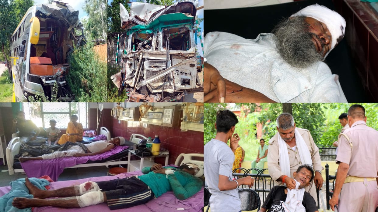 rampur road accident news Sleeper bus collides with truck on Rampur bypass, six killed, 47 injured