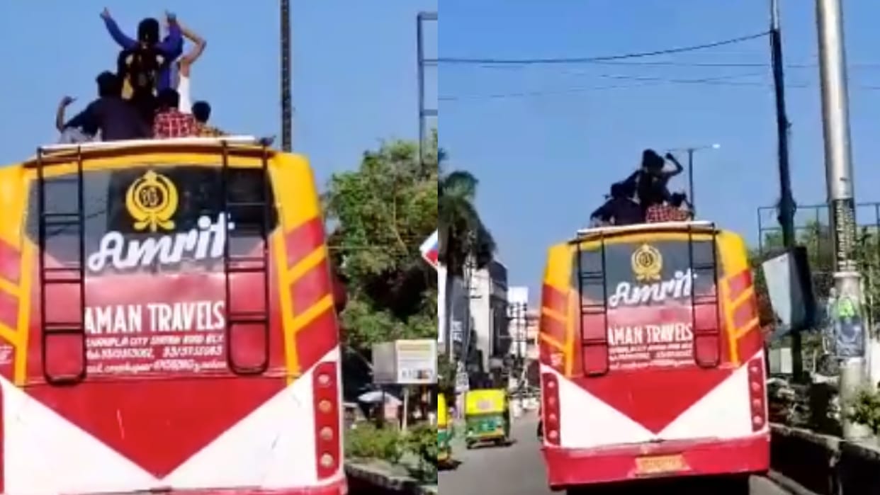 Video viral of young man on riot roof of bus in Bareilly
