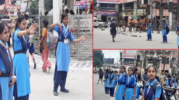 सड़क सुरक्षा माह में छात्रों द्वारा जागरूकता