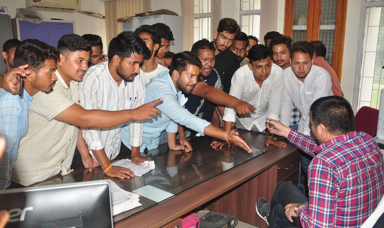 Students gheraoed the controller of examination