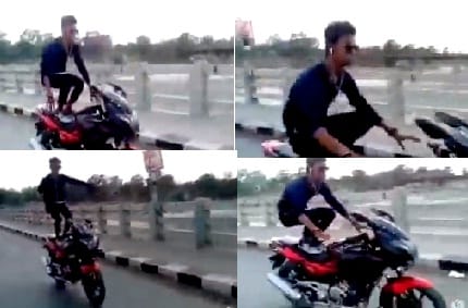 Stunt On Bike In Unnao, The young man did stunts on the bike, police engaged in the investigation of the matter