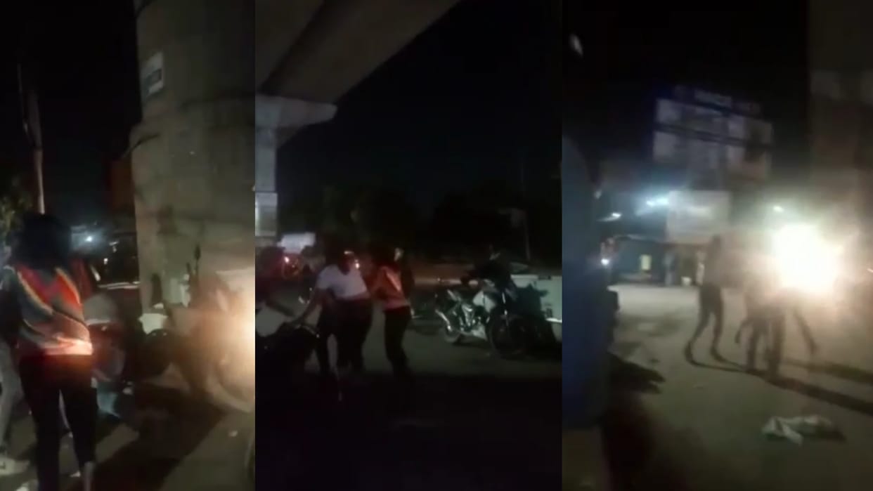 Girls and boys made ruckus on road in Munshi puliya Lucknow.