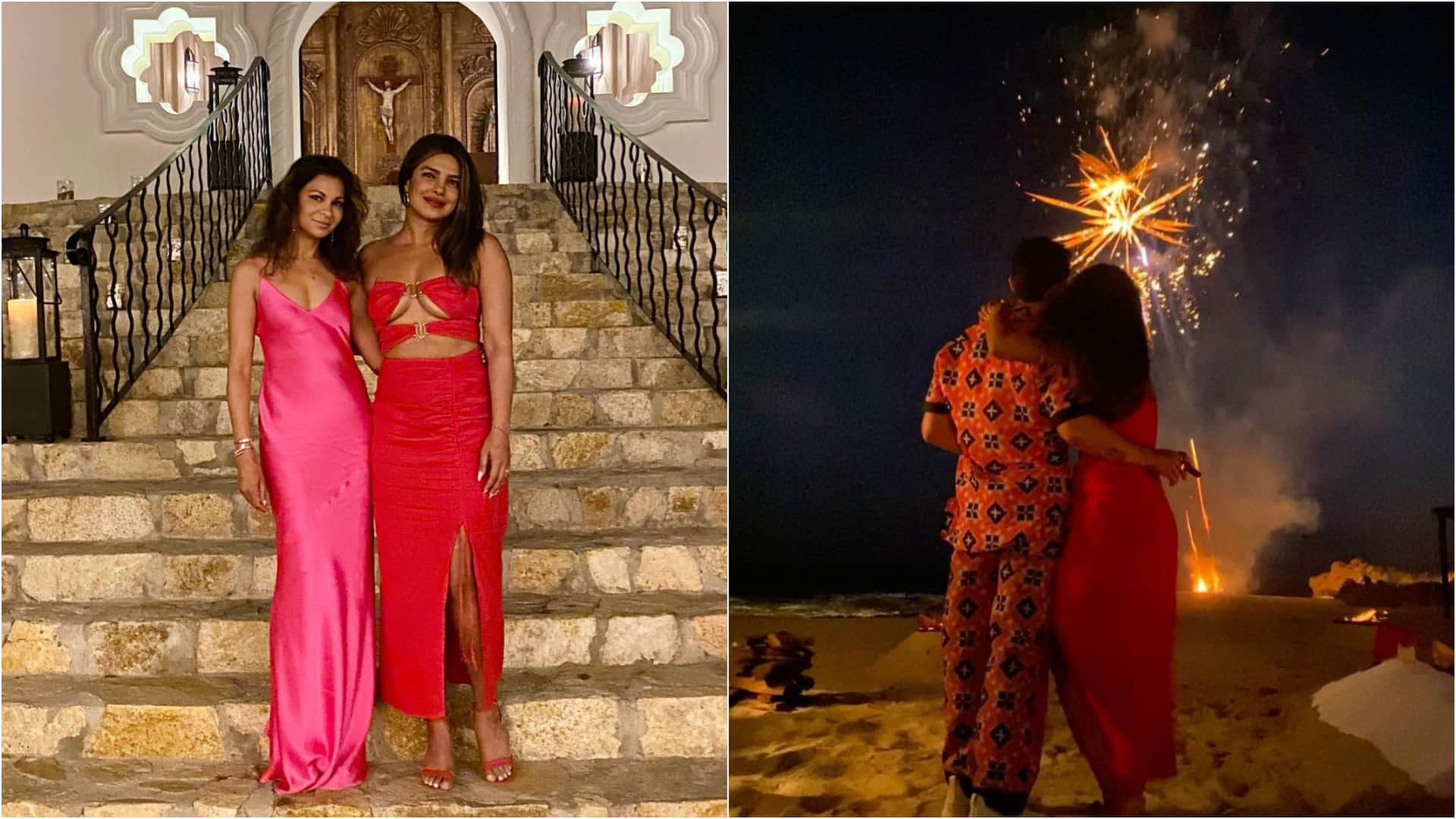 priyanka chopra celebrates 40th birthday in hot look wear red cut out dress