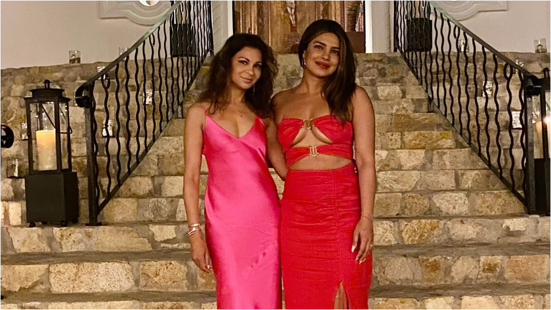 priyanka chopra celebrates 40th birthday in hot look wear red cut out dress