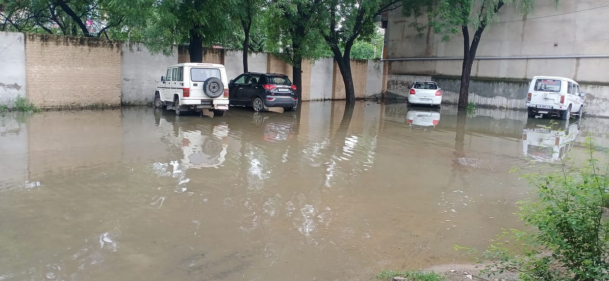 Water filled the offices and residences of officers due to heavy rain