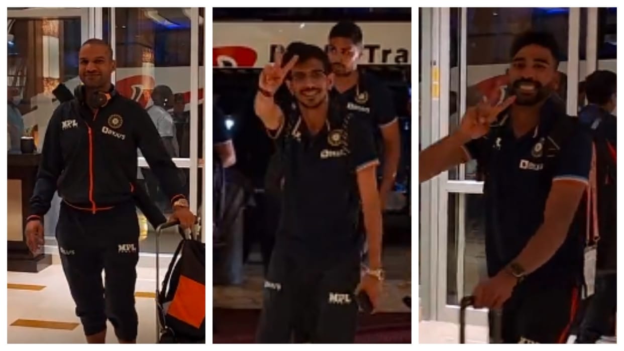 IND vs WI Video Team India reached Trinidad for ODI series Shikhar Dhawan Yuzvendra Chahal Shreyas Iyer Avesh Khan Ishan Kishan Siraj seen at airport