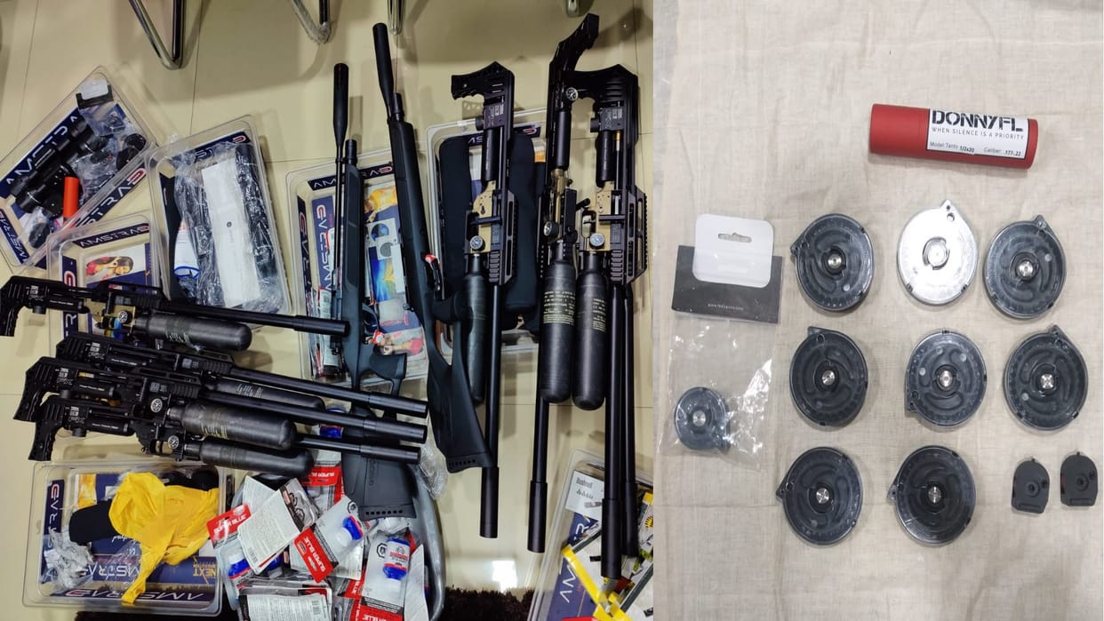 Customs at CCSI Airport in Lucknow seized 10 Air Guns, telescopic sights and misc arms accessories worth Rs 20.54 lakhs from a passenger coming from Dubai