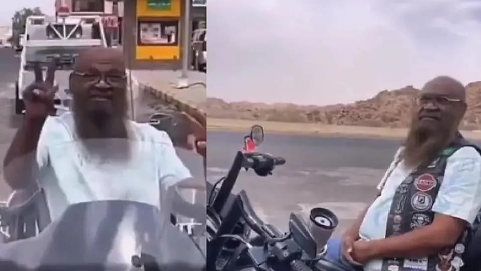 Imam of Mecca Masjid was in a ruckus, riding a Harley bike in paint and T-shirt