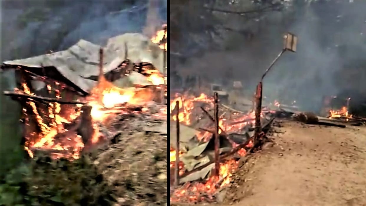 fire in nerva rohru four dhaba one motorcycle and car gutted in fire