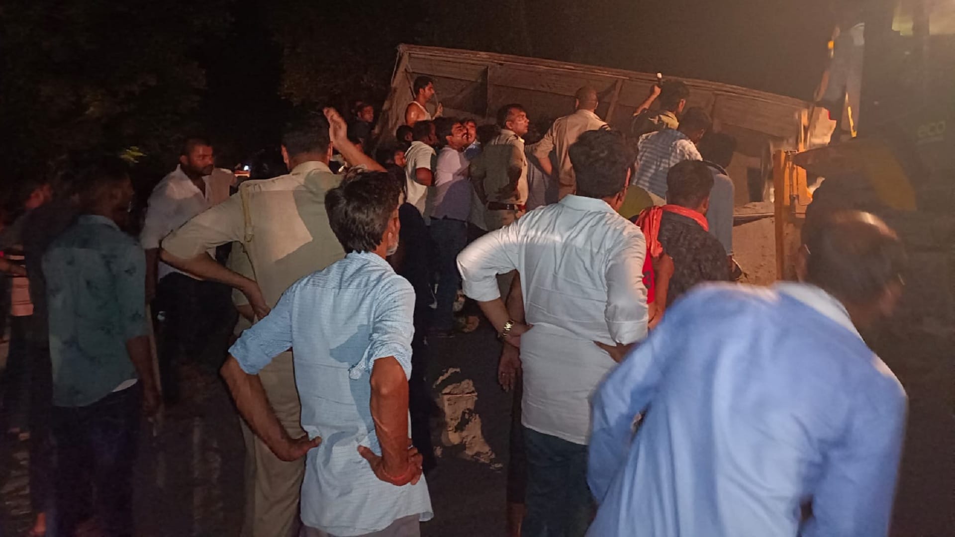road accident in rae bareli Truck carrying ashes overturns on car, five including two children killed, three injured