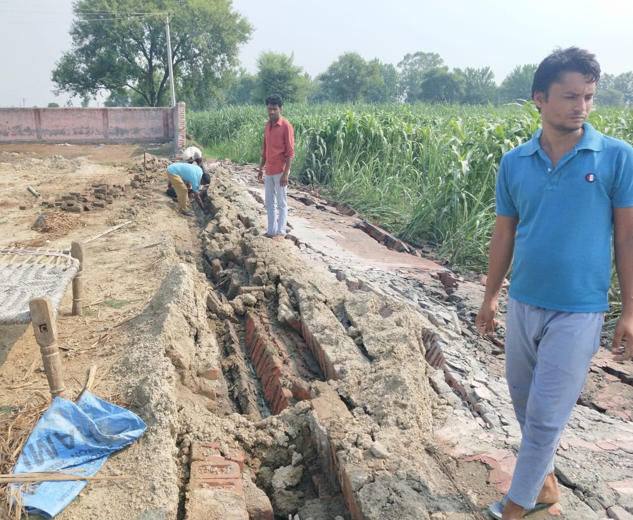Goshala wall collapsed