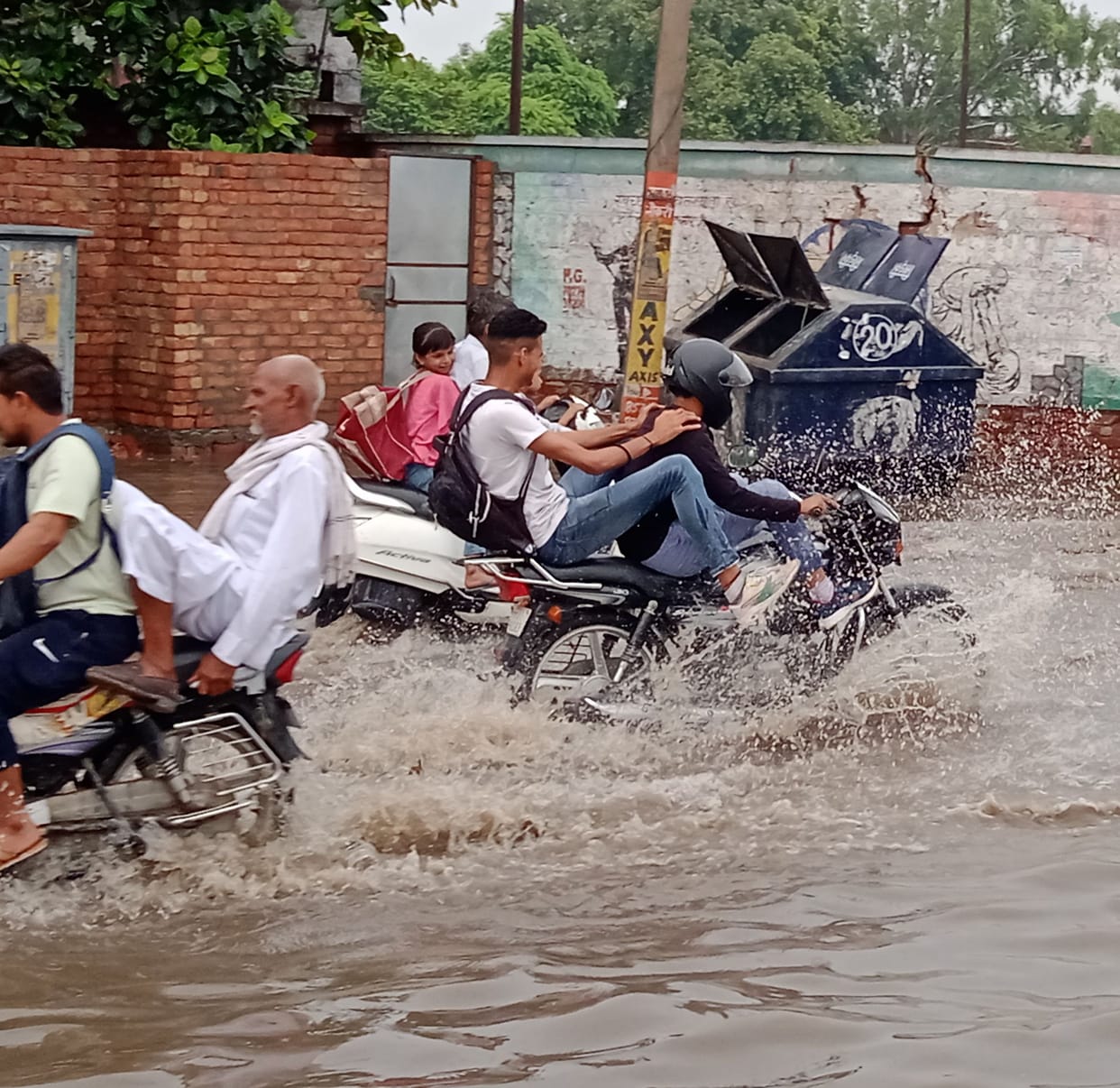 Water logging in the streets due to rain, roads collapsed