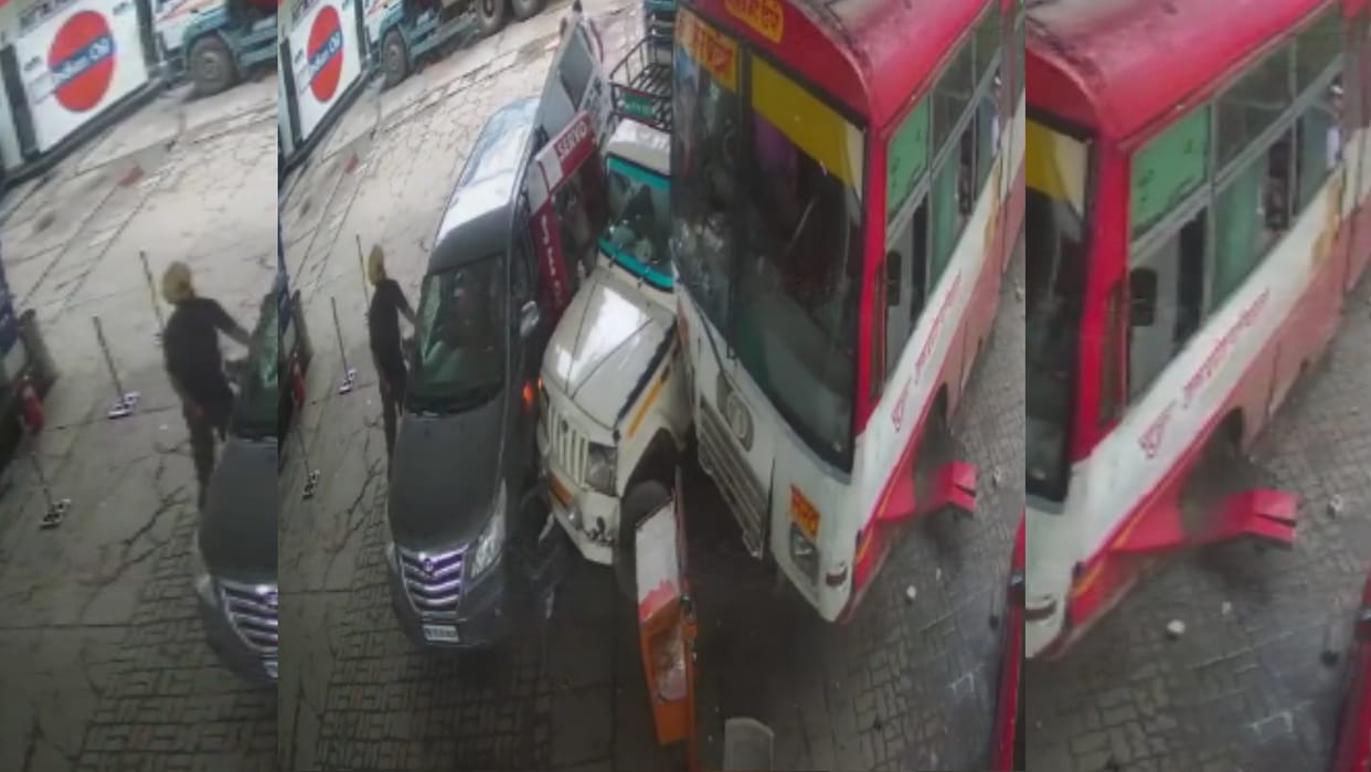 Roadways bus collided at petrol pump in Bijnor, one severely injured admitted in hospital
