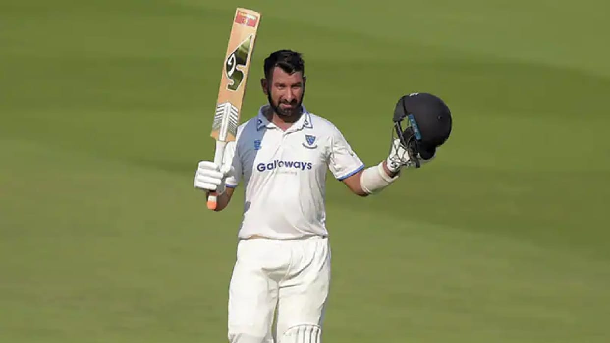 Cheteshwar Pujara hits third double ton in ten innings for sussex first player to do so in 118 years