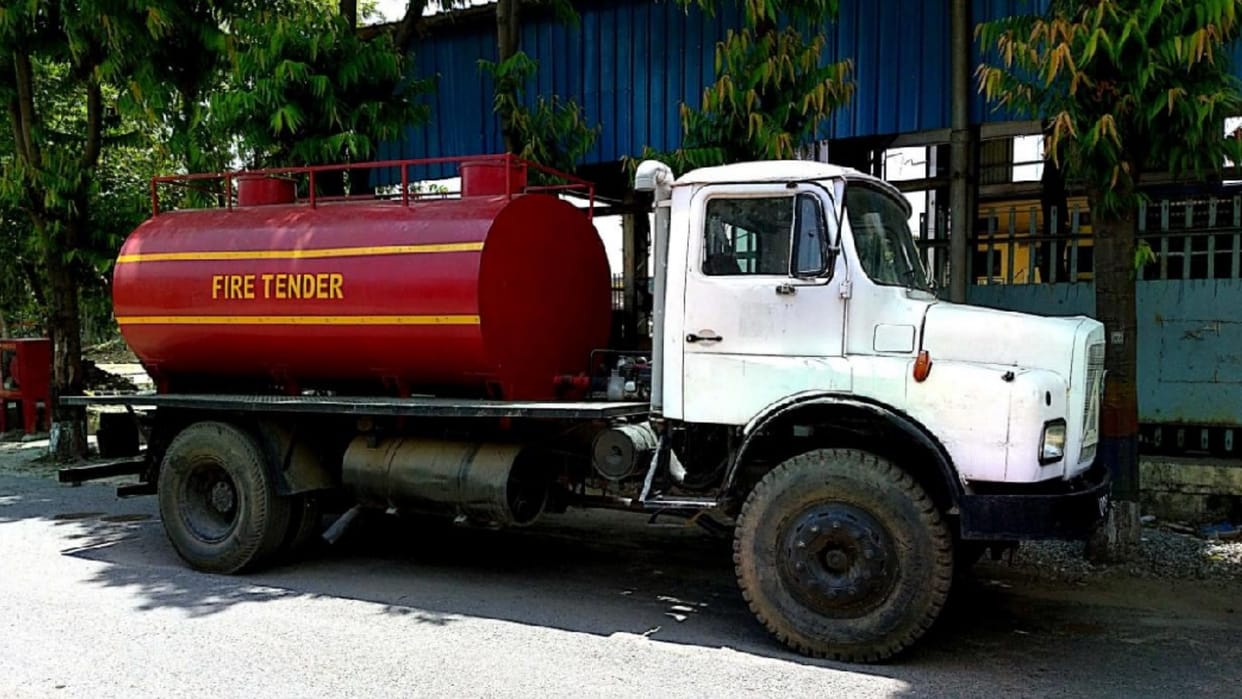 Railway factory engineers made old truck a fire engine