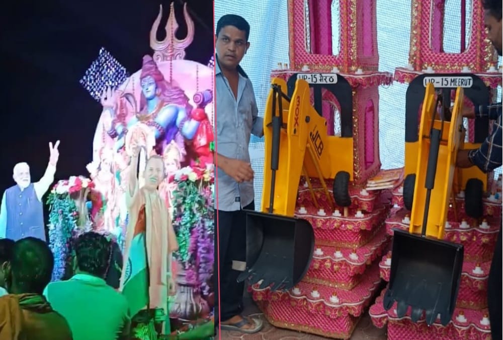 Kanwar Yatra 2022: Up youths make Modi yogi and Bulldozer Kanwar by 80 thousand rupees photos