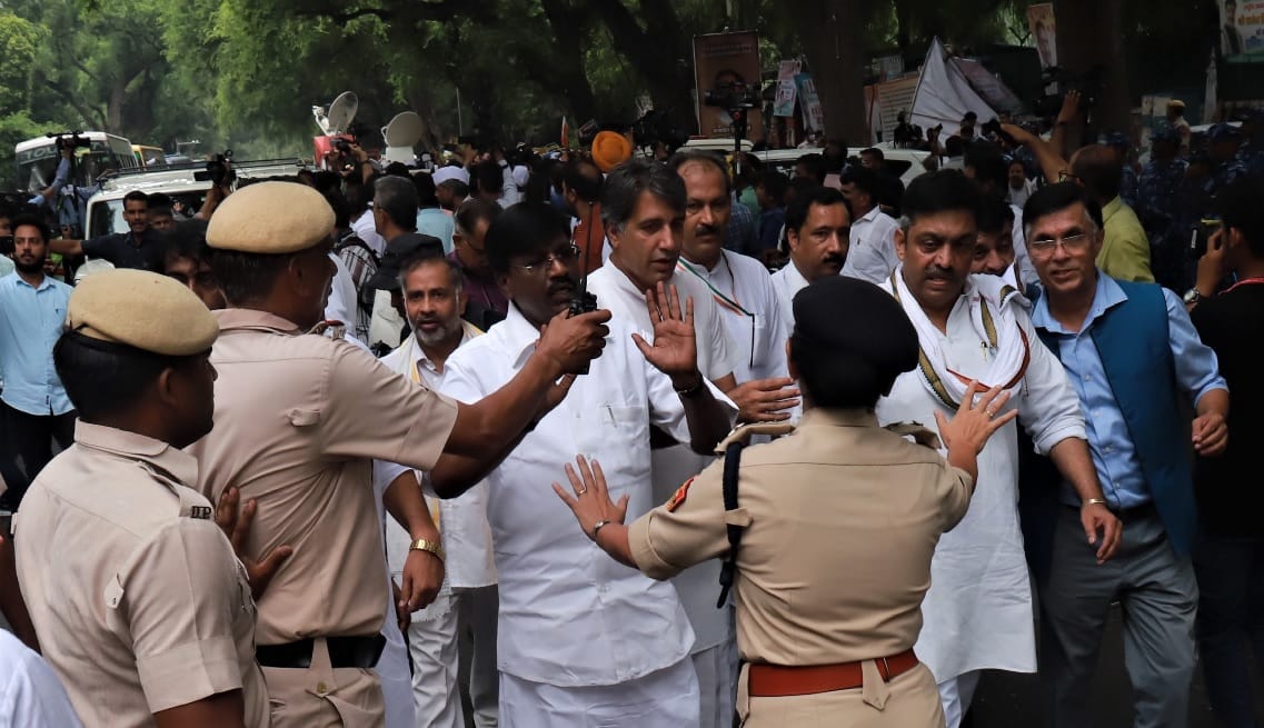 Delhi Police had detained 349 Congress leaders and workers including 56 Congress MPs