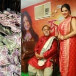 ईडी के छापे में बरामद कैश और पार्थ चटर्जी के साथ अर्पिता मुखर्जी।