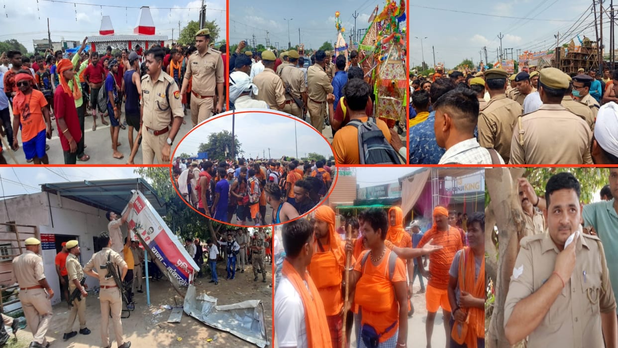 Attacked check post and police for breaking Kanwar on NH-58 in Meerut see pictures