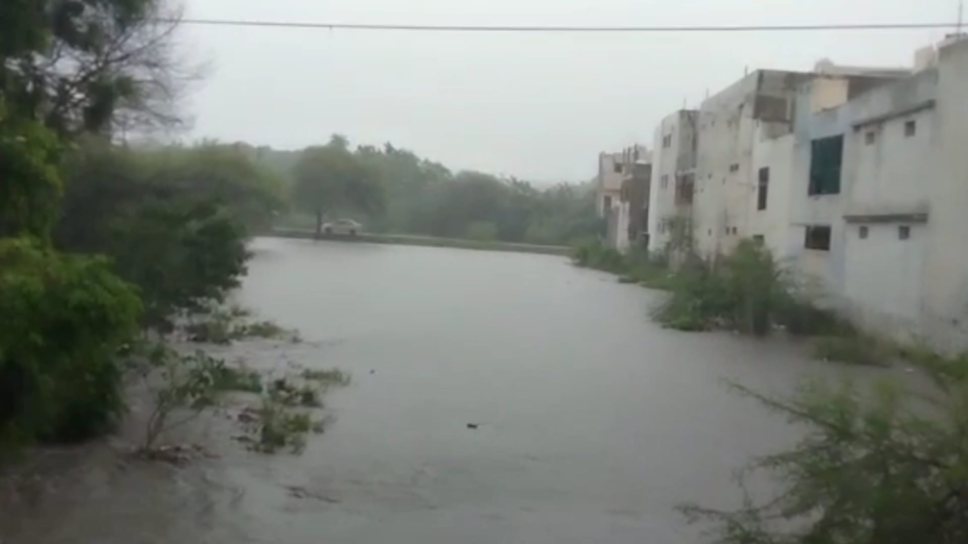 Rain water filled houses and roads in Bhopal and Sehore