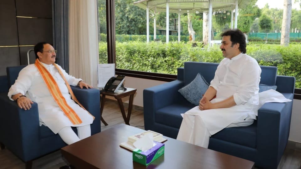 Rebel Congress MLA Kuldeep Bishnoi meets BJP National President JP Nadda and Haryana CM Manohar Lal