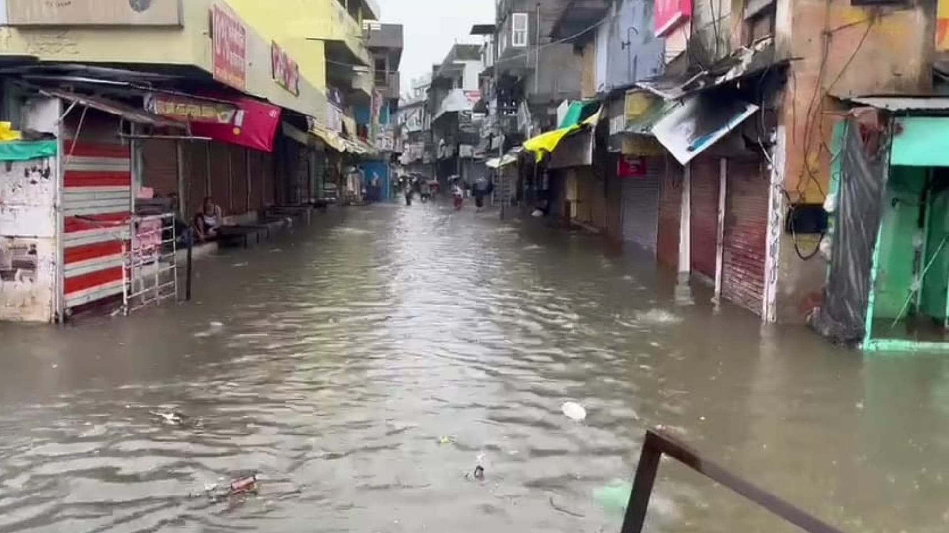 Rain water filled houses and roads in Bhopal and Sehore