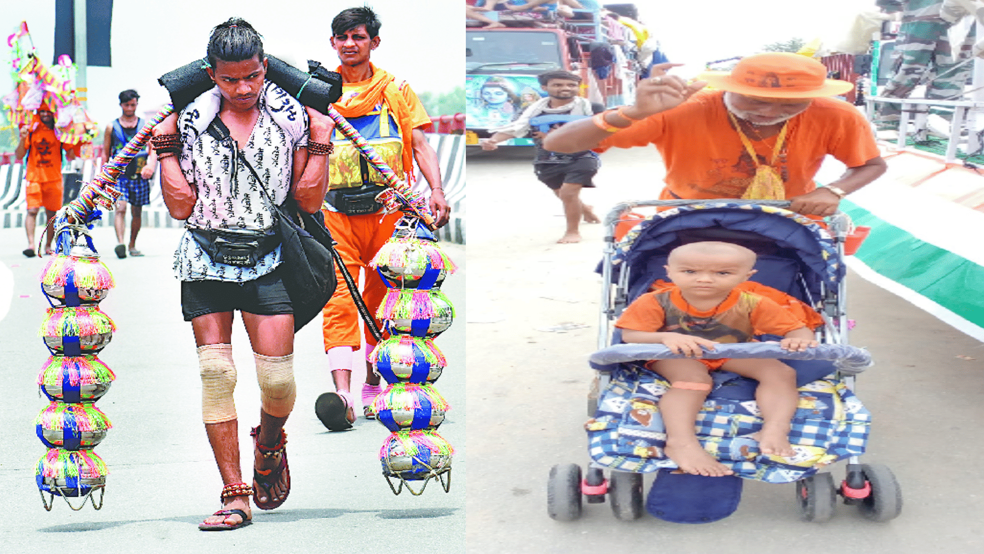 kanwar yatra photo: Chanting the name of Shiv, hundreds of kanwadies are passing from highway per hours