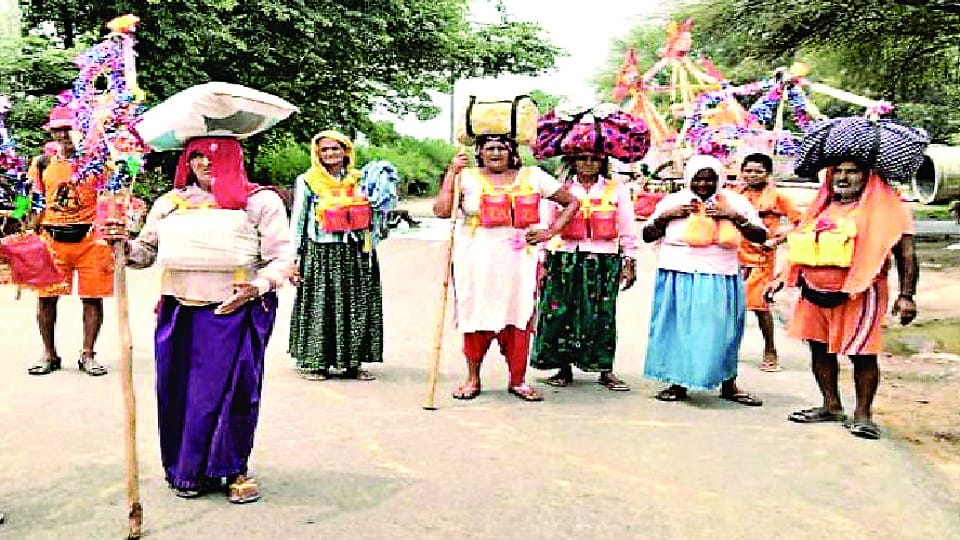 Faridabad lot of enthusiasm among the elderly women and men for kanwar