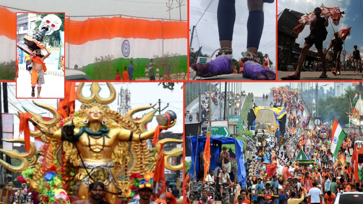 kanwad yatra photo: Chanting the name of Shiv, kanwadies moving on roads with Gangajal