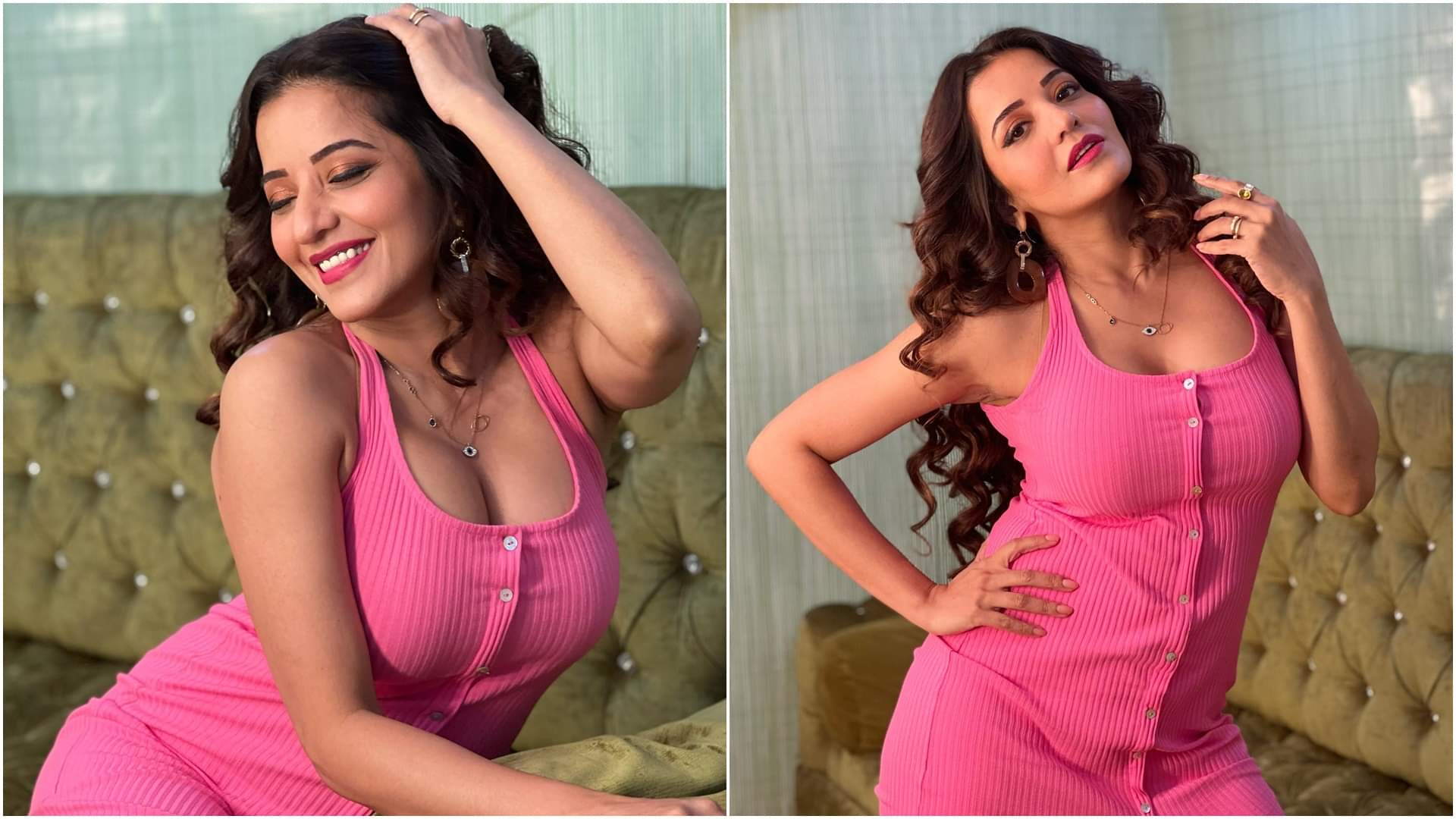 Bhojpuri actress Monalisa latest bold photos in pink outfit went viral in internet