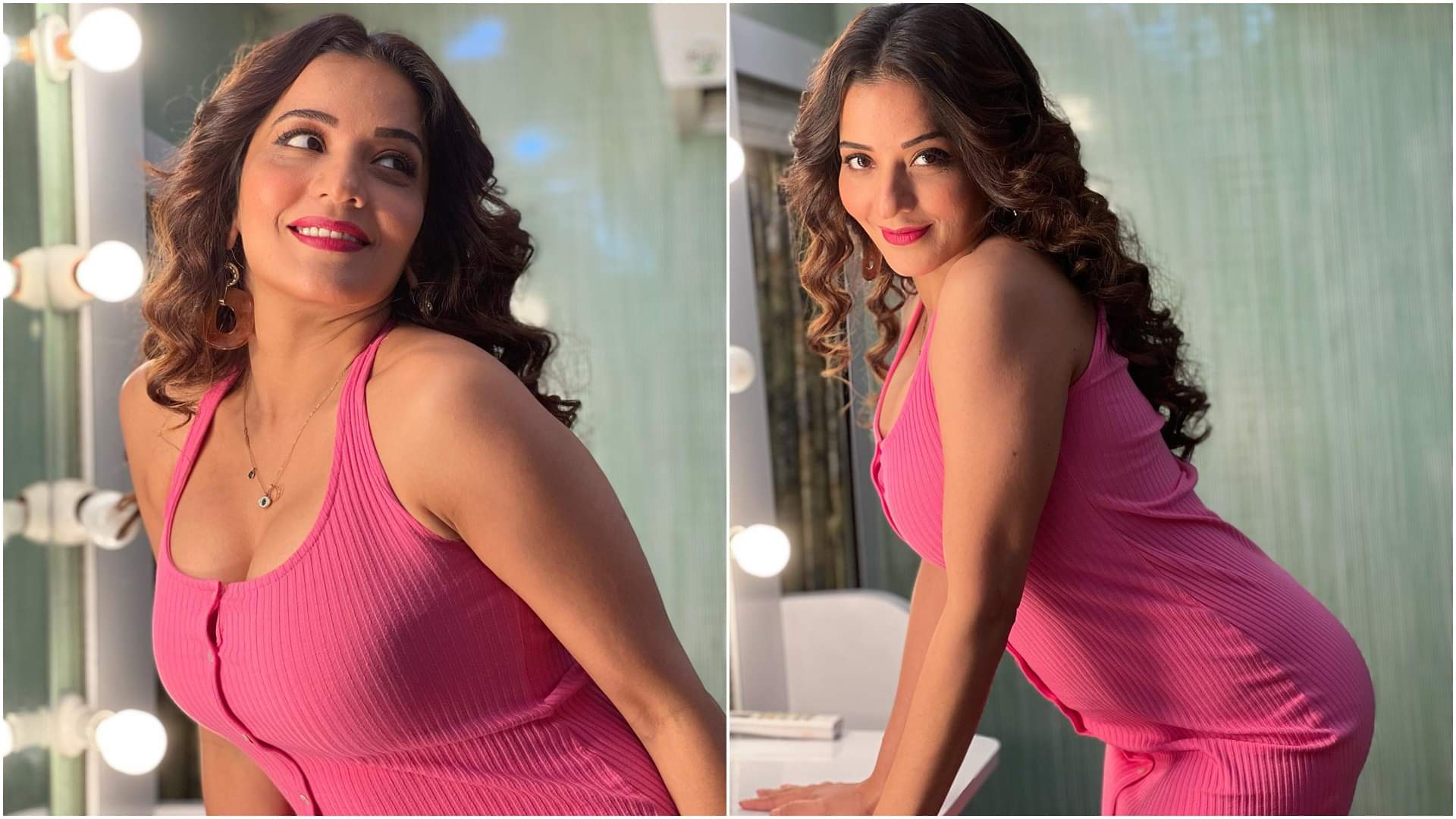 Bhojpuri actress Monalisa latest bold photos in pink outfit went viral in internet