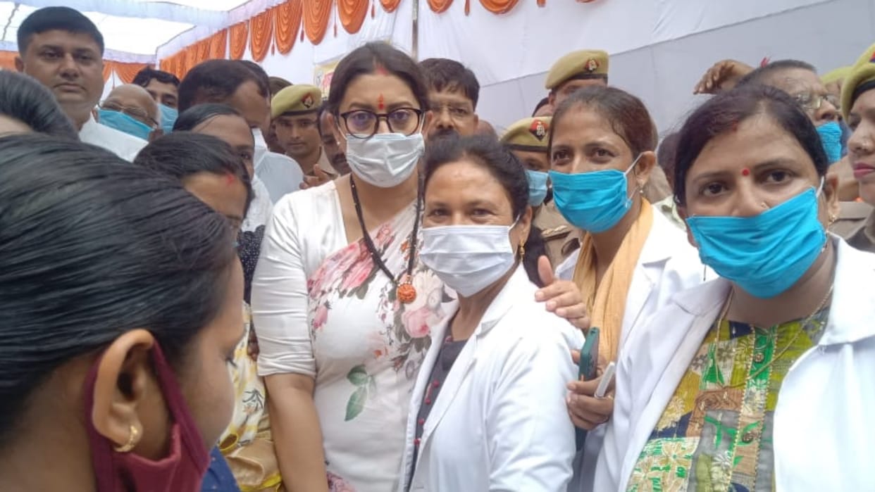 Cabinet minister Smriti Irani in Amethi for one day.