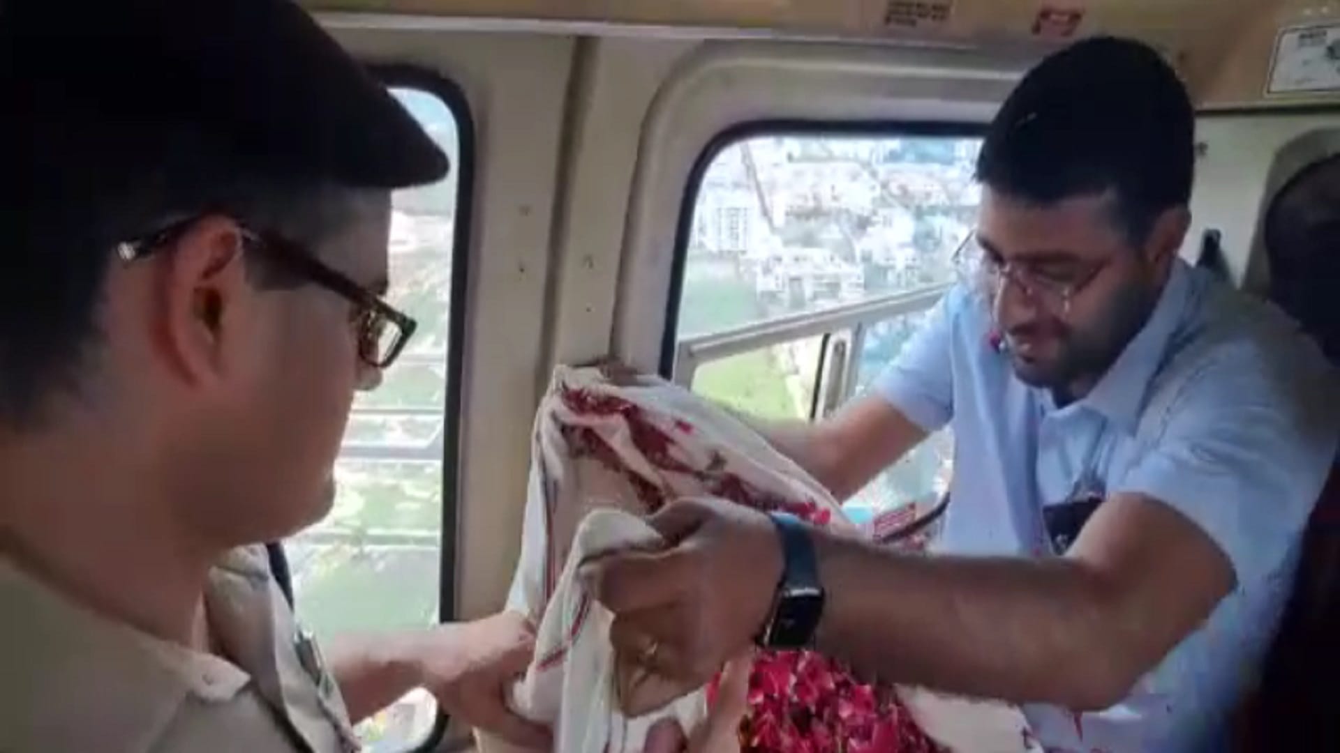 IG Praveen Kumar and DM Deepak Meena of Meerut showered flowers on kanwariyas from helicopter see photos