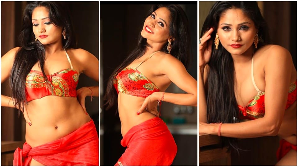 Shweta Sharma Bhojpuri Actors in Red Color Bikini Pictures Viral News in Hindi