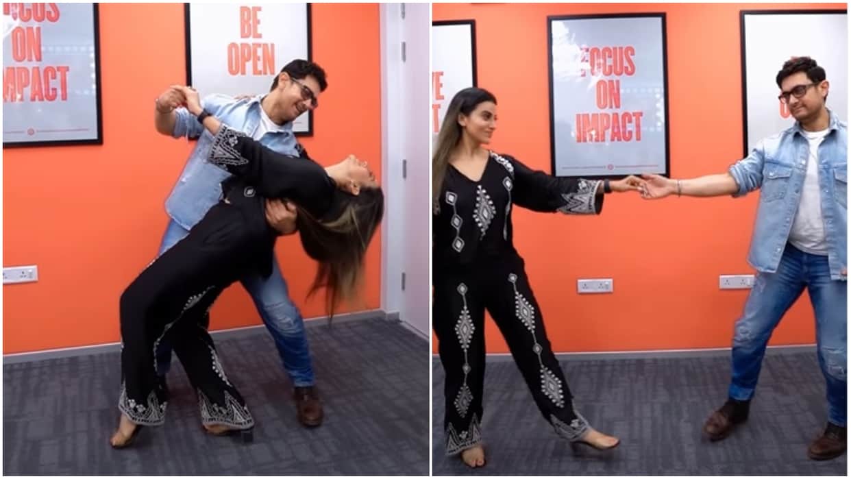 Laal singh chaddha actor Aamir Khan dance with Bhojpuri actress Akshara Singh on Chand Sifarish