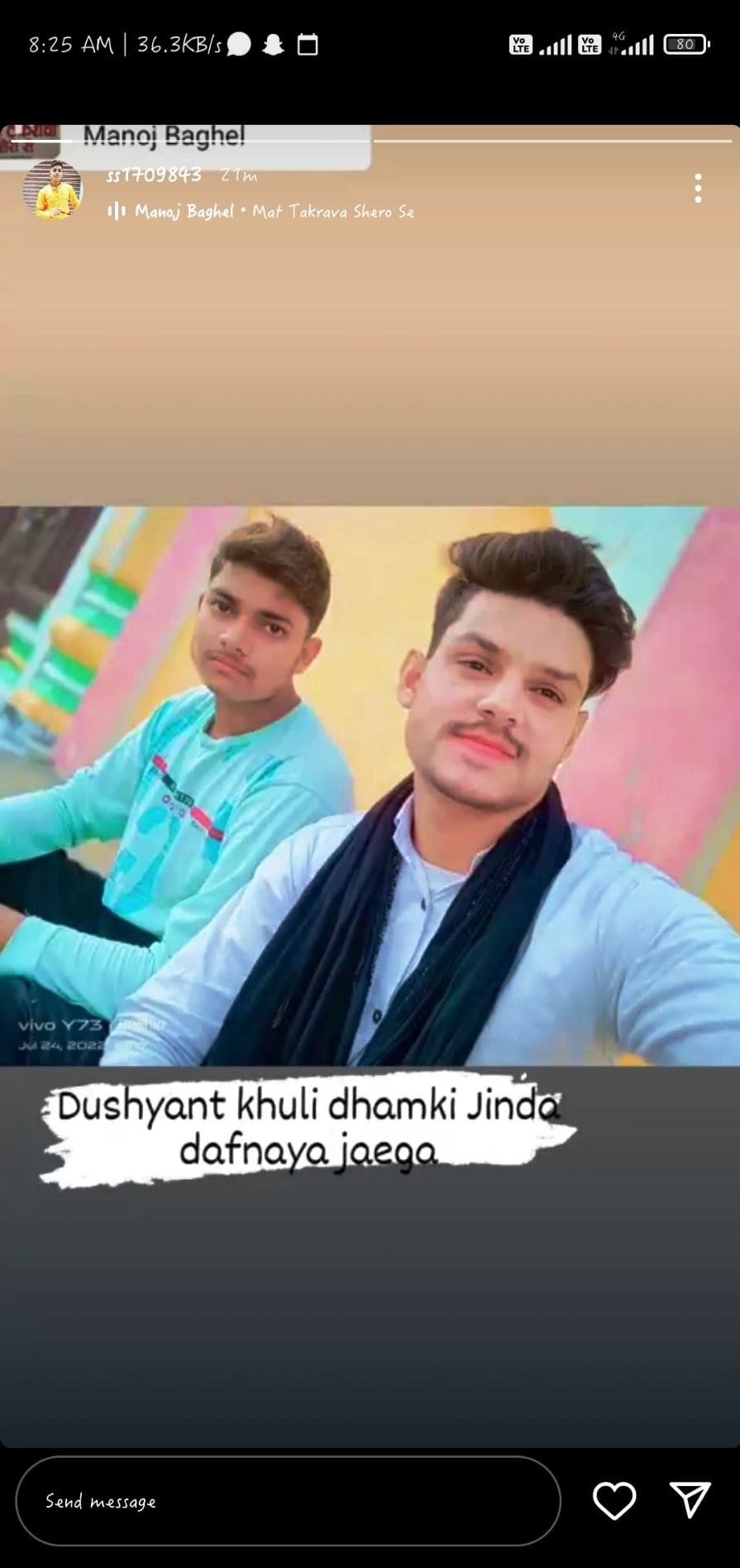 Threatened on Instagram to bury alive