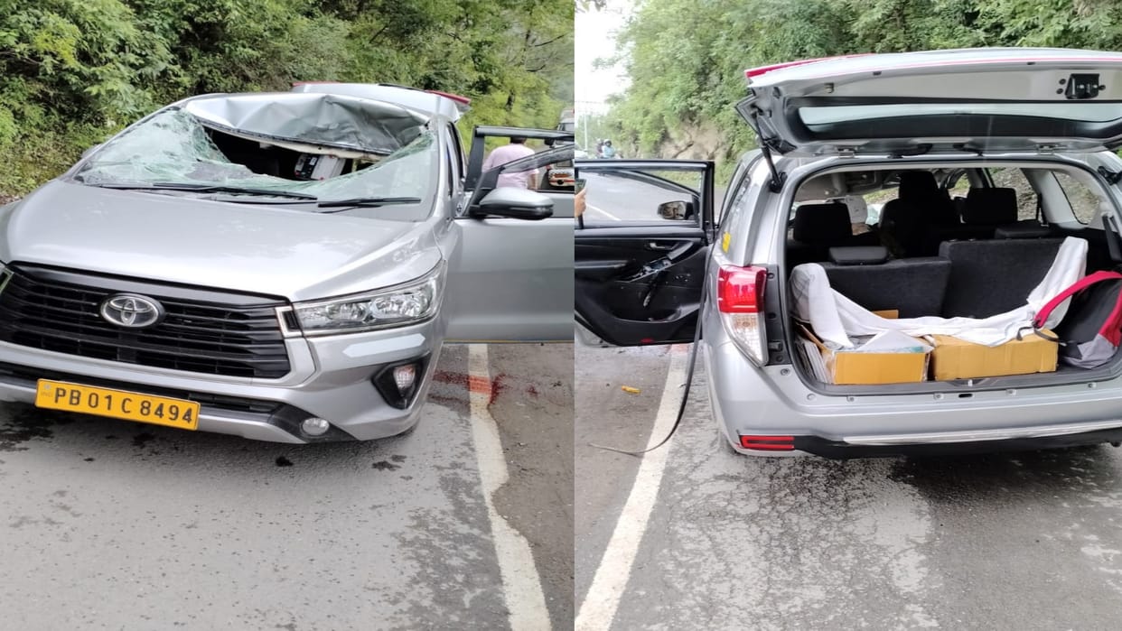 landslide shimla, Youth killed and three people injured due to stone falling on moving vehicle in Sunni