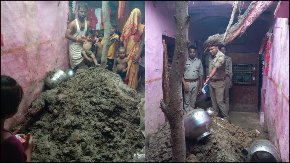 Two children buried after the roof of the house collapsed in Agra
