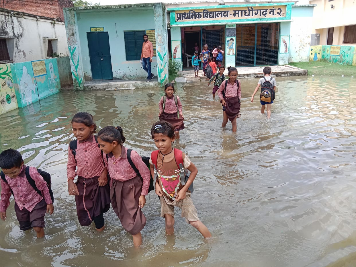 rain water filled in school