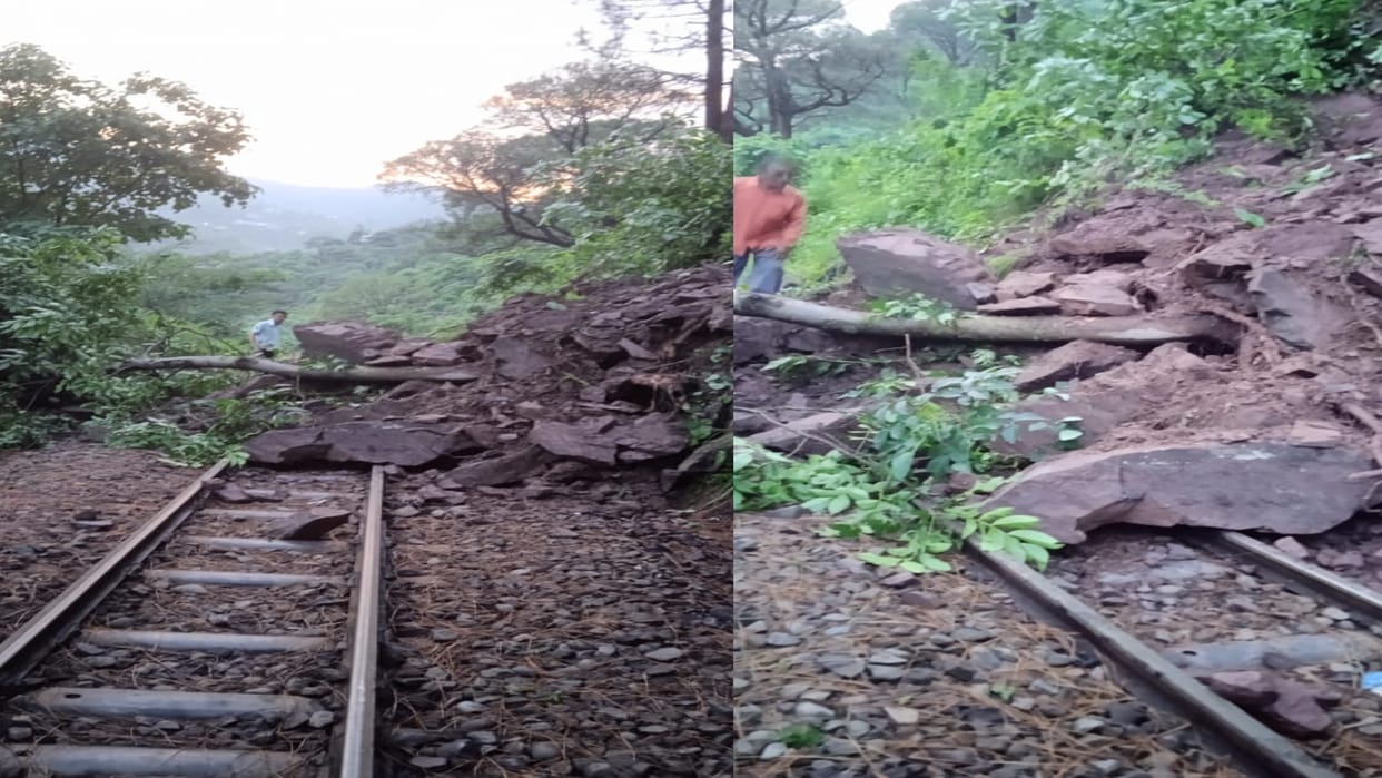Landslide on Kalka-Shimla railway track, four trains stuck for three hours