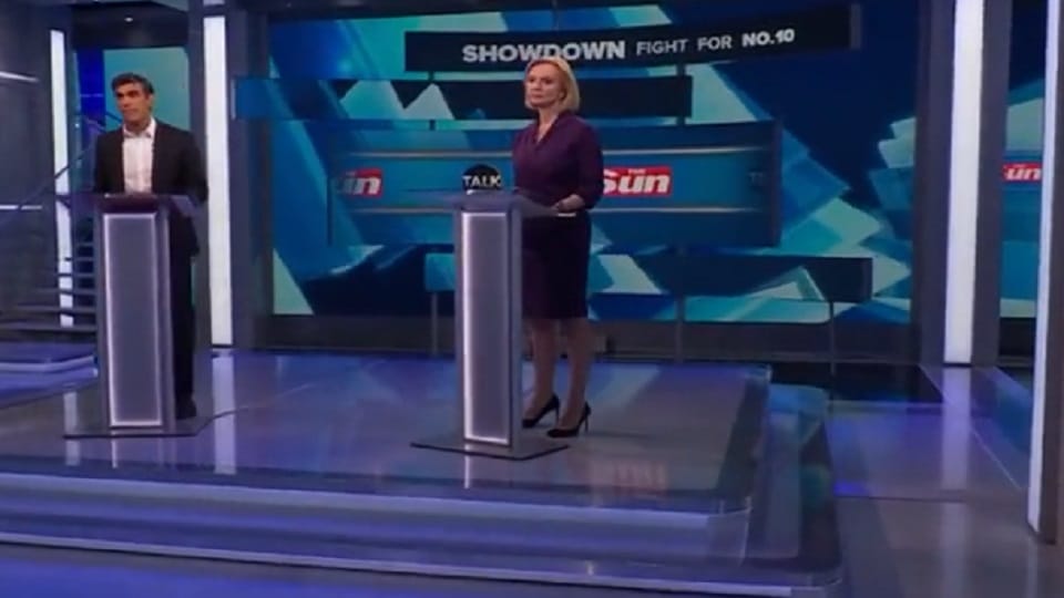 UK PM Race TV Debate b/w Rishi Sunak and Liz Truss anchor unconscious