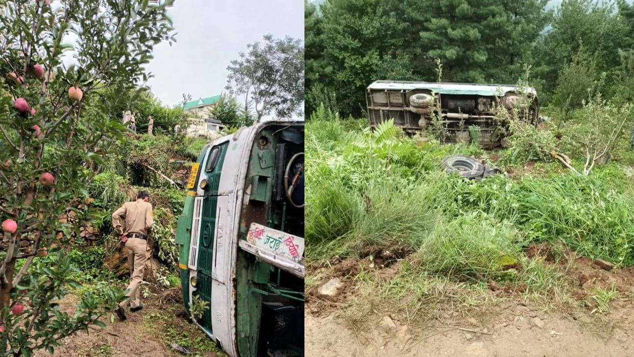 Road accident in Himachal pradesh HRTC bus crashed in shimla