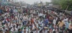 Farmers occupied one lane of the highway for five hours